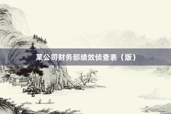 某公司财务部绩效侦查表（版）