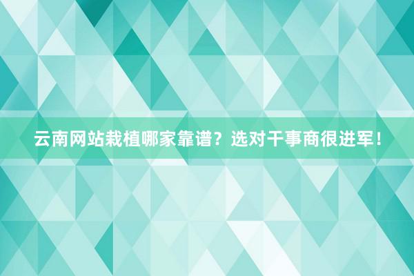 云南网站栽植哪家靠谱？选对干事商很进军！